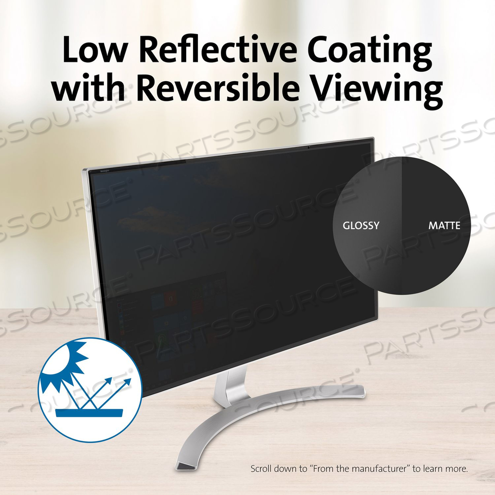 KENSINGTON MAGPRO 27" (16:9) MONITOR PRIVACY SCREEN WITH MAGNETIC STRIP, DISPLAY PRIVACY FILTER, 27", TAA COMPLIANT by Kensington Computer Products