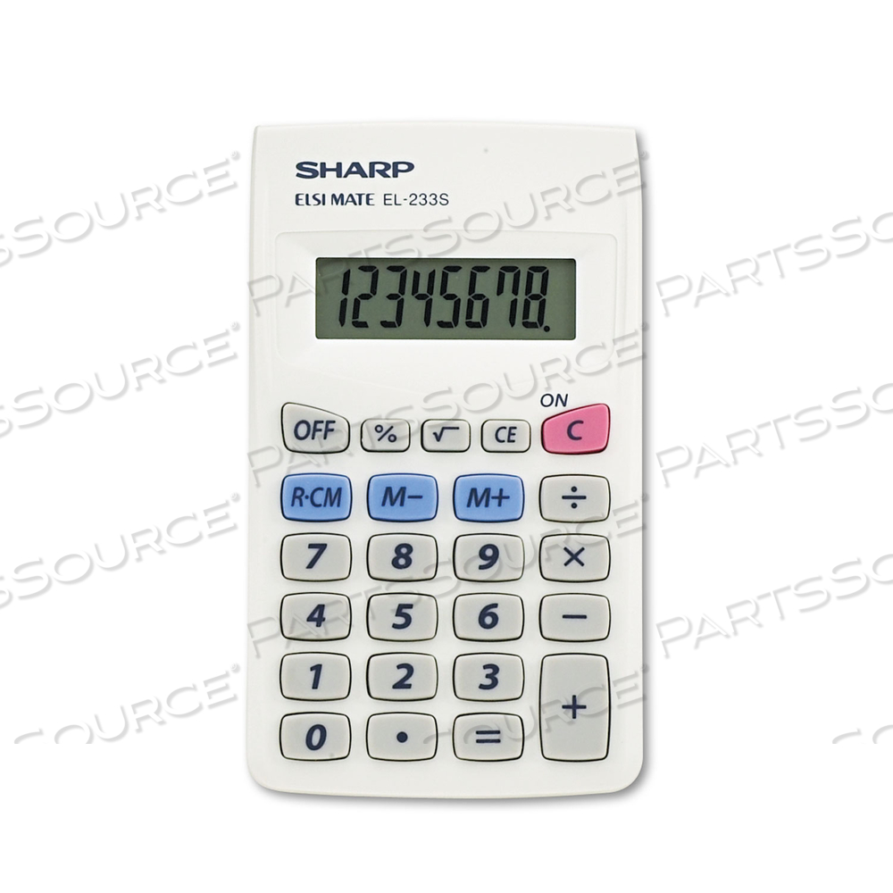 8-DIGIT POCKET CALCULATOR, 2-1/4" X 3-3/4" X 1/2", GREY/WHITE by Sharp Electronics Corporation