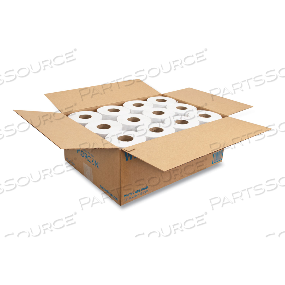 MORSOFT UNIVERSAL ROLL TOWELS, 8" X 350 FT, WHITE/CARTON 