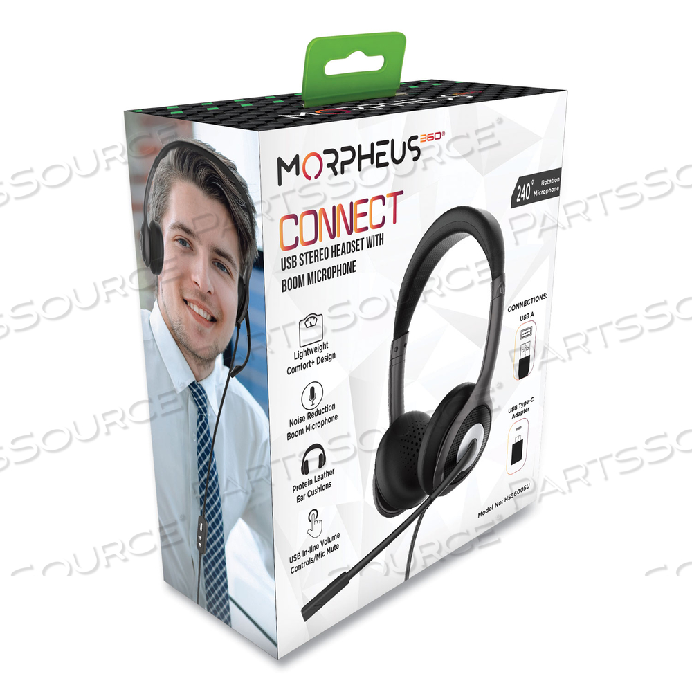 HS5600SU CONNECT USB STEREO HEADSET WITH BOOM MICROPHONE by Morpheus 360 HS5600SU CONNECT USB STEREO HEADSET WITH BOOM MICROPHONE by Morpheus 360
