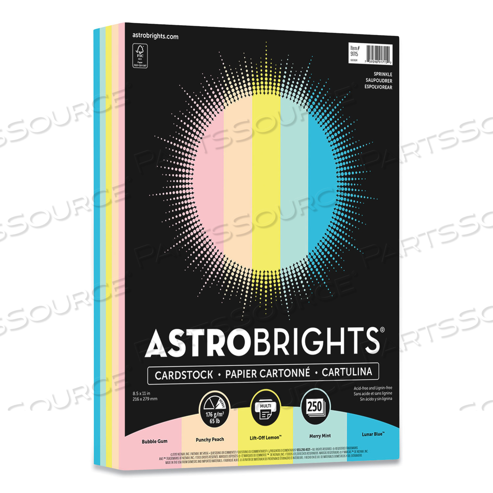 COLOR CARDSTOCK, 65 LB COVER WEIGHT, 8.5 X 11, ASSORTED COLORS by Astrobrights