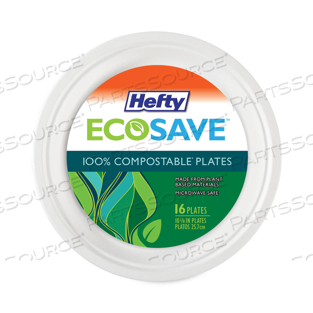 ECOSAVE TABLEWARE, PLATE, BAGASSE, 10.13" DIA, WHITE by Hefty ECOSAVE TABLEWARE, PLATE, BAGASSE, 10.13" DIA, WHITE by Hefty