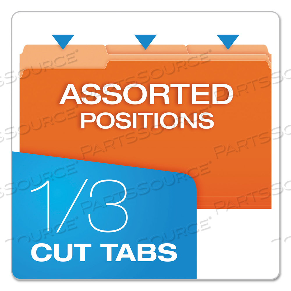 COLORED FILE FOLDERS, 1/3-CUT TABS: ASSORTED, LEGAL SIZE, ORANGE/LIGHT ORANGE by Esselte Pendaflex Corp.