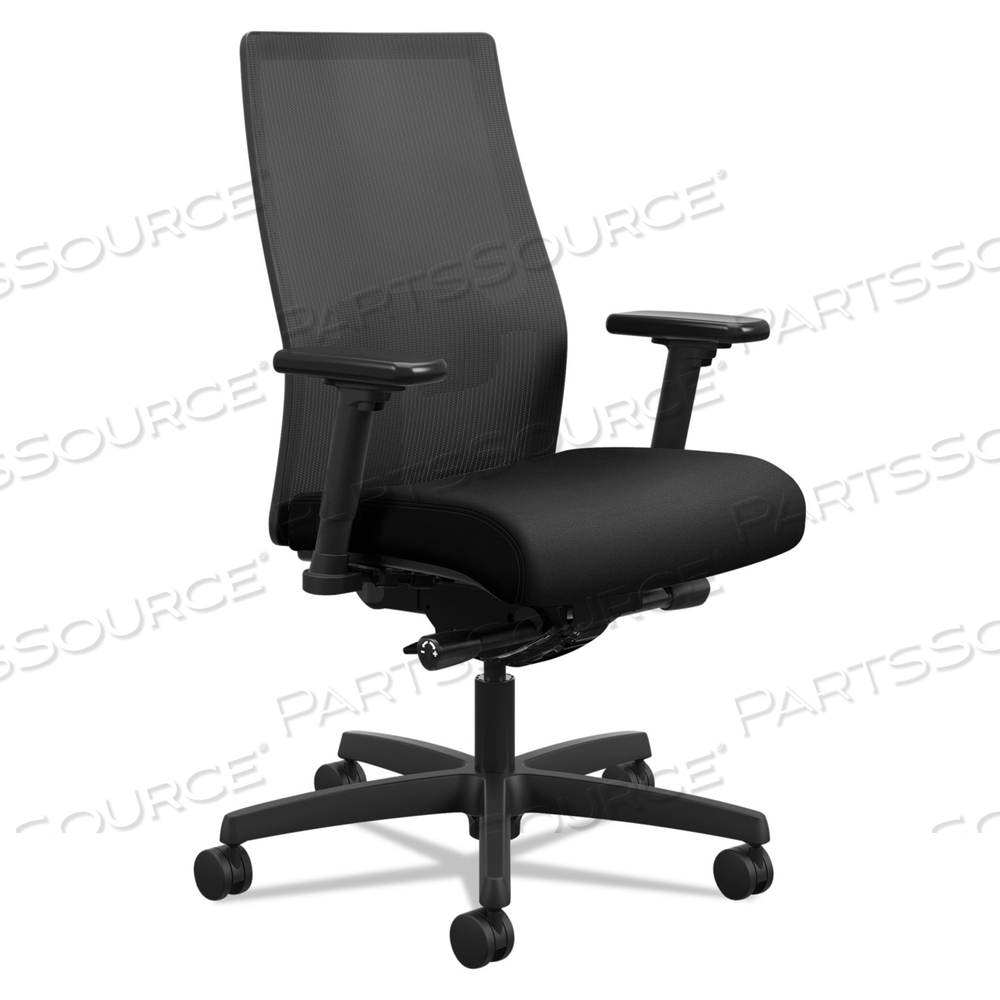 IGNITION 2.0 4-WAY STRETCH MID-BACK MESH TASK CHAIR, SUPPORTS UP TO 300 LB, 17" TO 21" SEAT HEIGHT, BLACK by HON