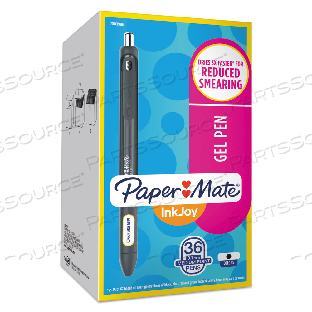 INKJOY GEL PEN, RETRACTABLE, MEDIUM 0.7 MM, BLACK INK, BLACK BARREL by Paper Mate INKJOY GEL PEN, RETRACTABLE, MEDIUM 0.7 MM, BLACK INK, BLACK BARREL by Paper Mate