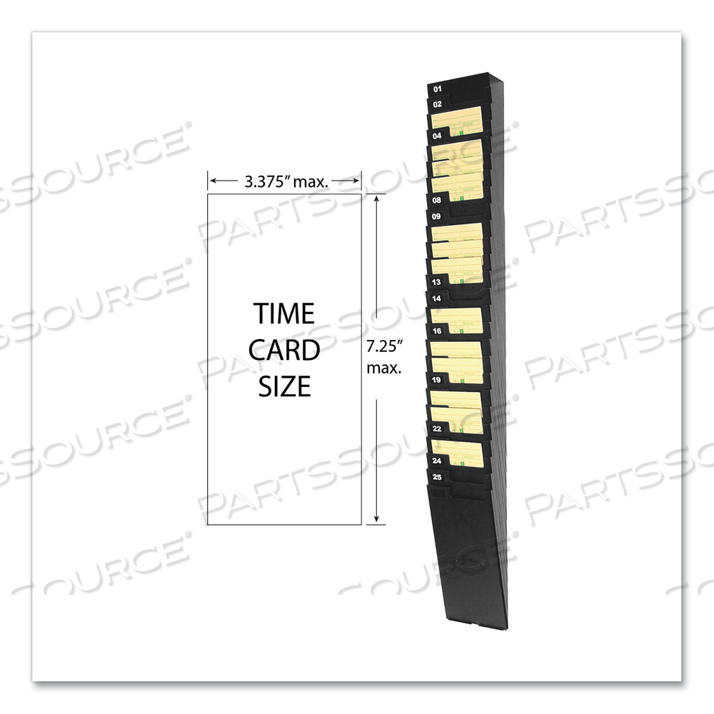 TIME CARD RACK FOR 7" CARDS, 25 POCKETS, ABS PLASTIC, BLACK by Lathem Time