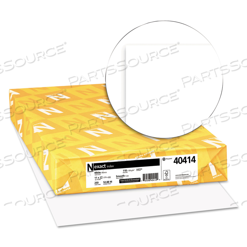 EXACT INDEX CARD STOCK, 92 BRIGHT, 110 LB INDEX WEIGHT, 11 X 17, WHITE by Neenah