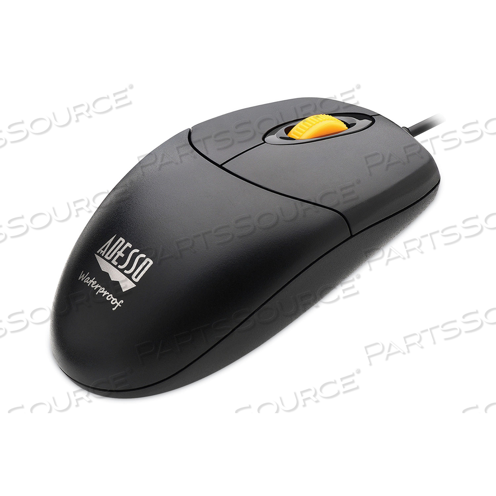 IMOUSE W3 WATERPROOF ANTIMICROBIAL MOUSE WITH MAGNETIC SCROLL WHEEL, USB 2.0, LEFT/RIGHT HAND USE, BLACK by Adesso, Inc.