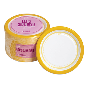 EVERYDAY PAPER PLATES, 6" DIA, WHITE/YELLOW, 125/PACK by Perk EVERYDAY PAPER PLATES, 6" DIA, WHITE/YELLOW, 125/PACK by Perk
