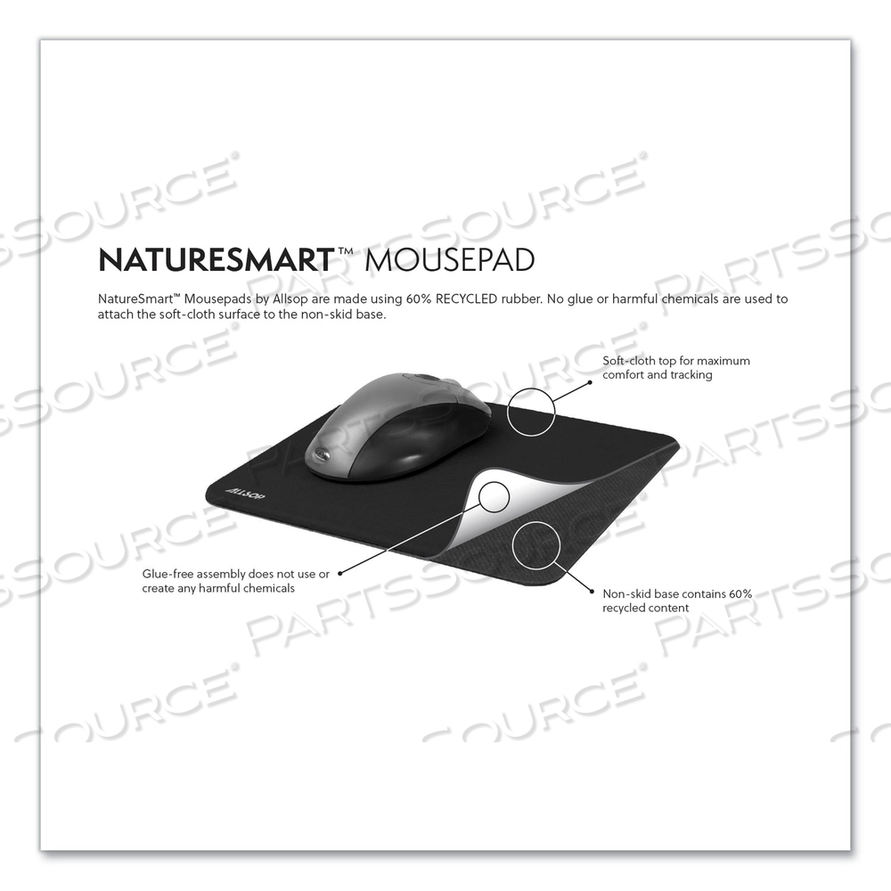 NATURESMART MOUSE PAD, 8.5 X 8, LEAF RAINDROP DESIGN by Allsop