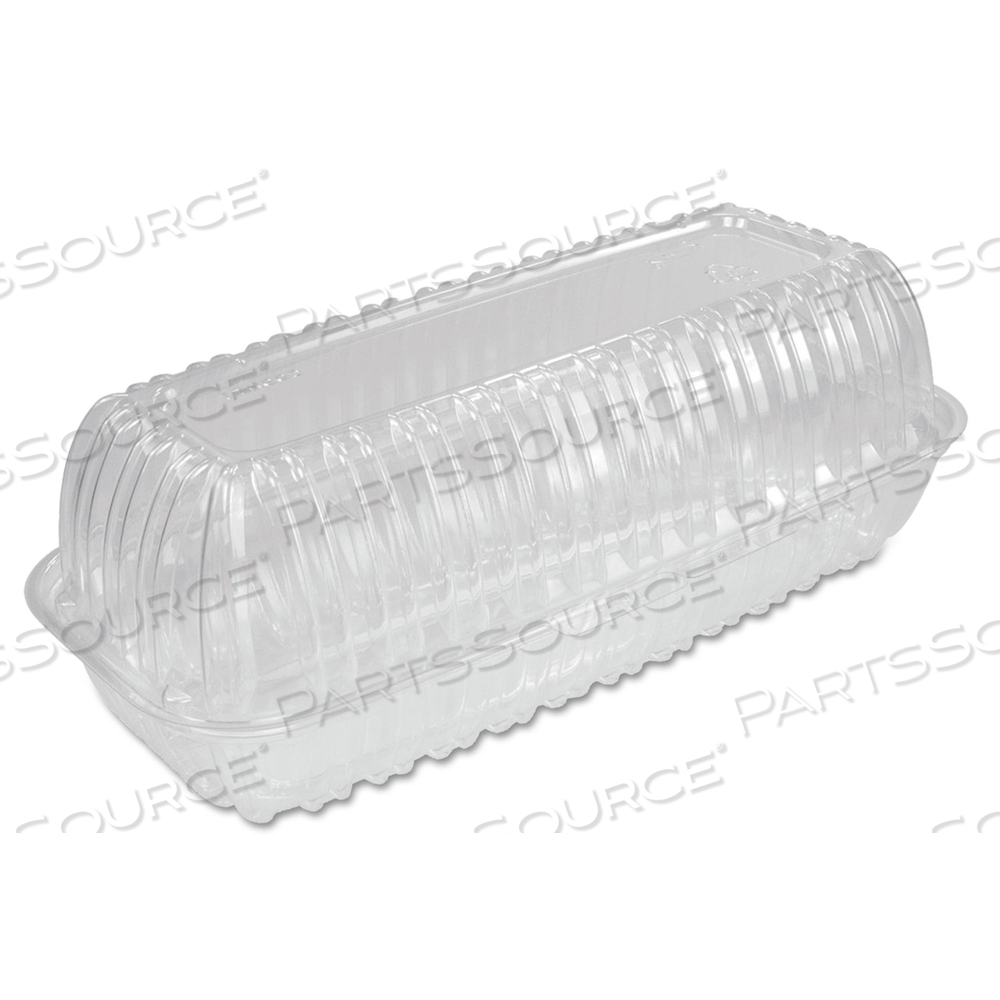 SHOWTIME CLEAR HINGED CONTAINERS, HOAGIE CONTAINER, 29.9 OZ, 5.1 X 9.9 X 3.5, CLEAR, PLASTIC by Dart Container Corporation SHOWTIME CLEAR HINGED CONTAINERS, HOAGIE CONTAINER, 29.9 OZ, 5.1 X 9.9 X 3.5, CLEAR, PLASTIC by Dart Container Corporation