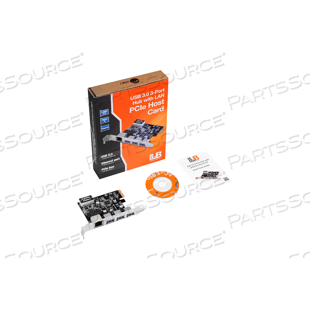 SIIG USB 3.0 3-PORT HUB WITH LAN PCIE HOST CARD, NETWORK / USB ADAPTER, PCIE 2.0, GIGABIT ETHERNET + USB 3.0 X 3 by SIIG, Inc. SIIG USB 3.0 3-PORT HUB WITH LAN PCIE HOST CARD, NETWORK / USB ADAPTER, PCIE 2.0, GIGABIT ETHERNET + USB 3.0 X 3 by SIIG, Inc.