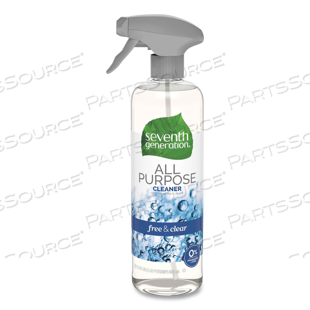 NATURAL ALL-PURPOSE CLEANER, FREE AND CLEAR/UNSCENTED, 23 OZ TRIGGER SPRAY BOTTLE by Seventh Generation NATURAL ALL-PURPOSE CLEANER, FREE AND CLEAR/UNSCENTED, 23 OZ TRIGGER SPRAY BOTTLE by Seventh Generation