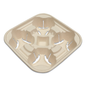 FIBER CUP CARRIERS, 8 OZ TO 22 OZ CUPS, FOUR CUPS, NATURAL by World Centric