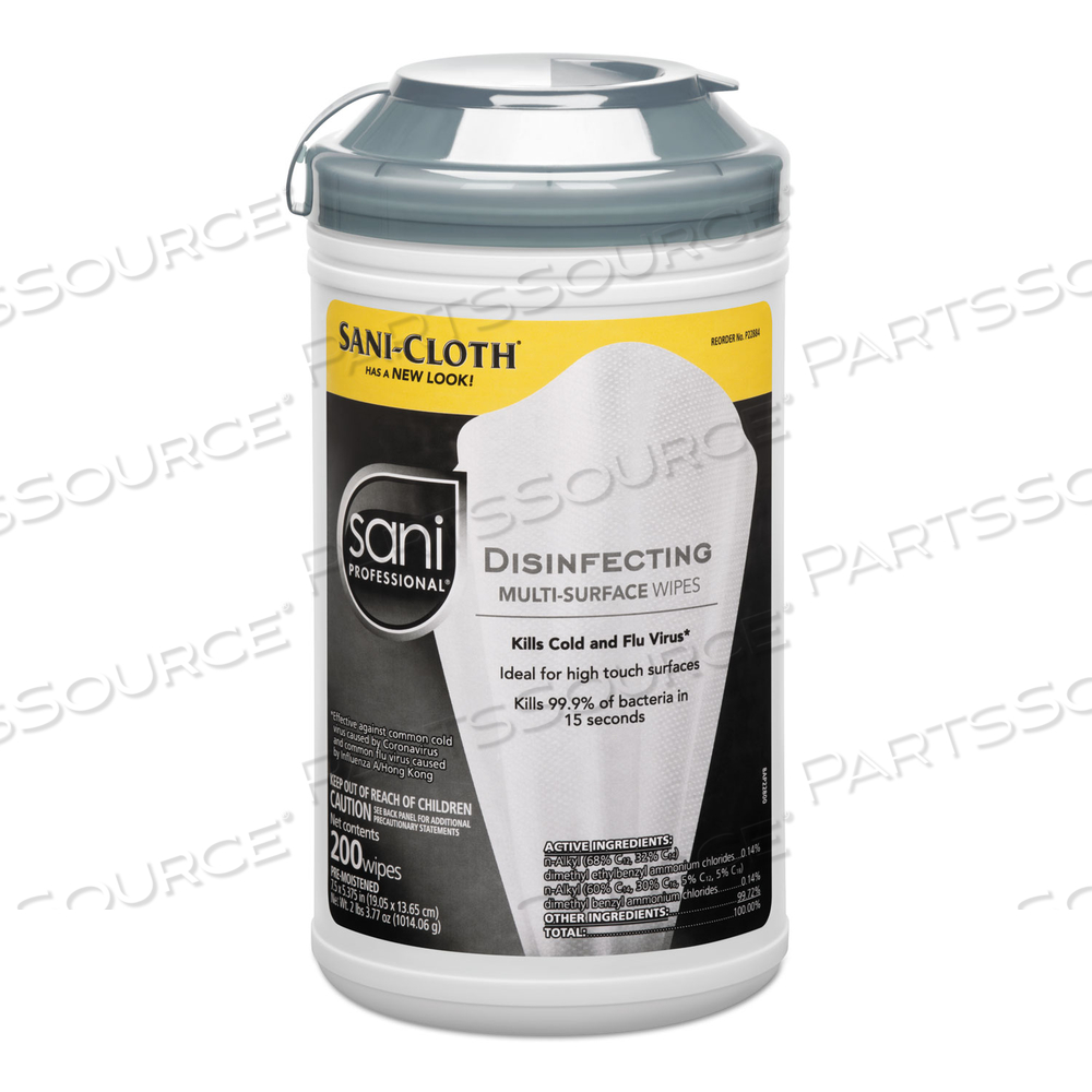 DISINFECTING MULTI-SURFACE WIPES, 7.5 X 5.38, 200/CANISTER by Sani Professional