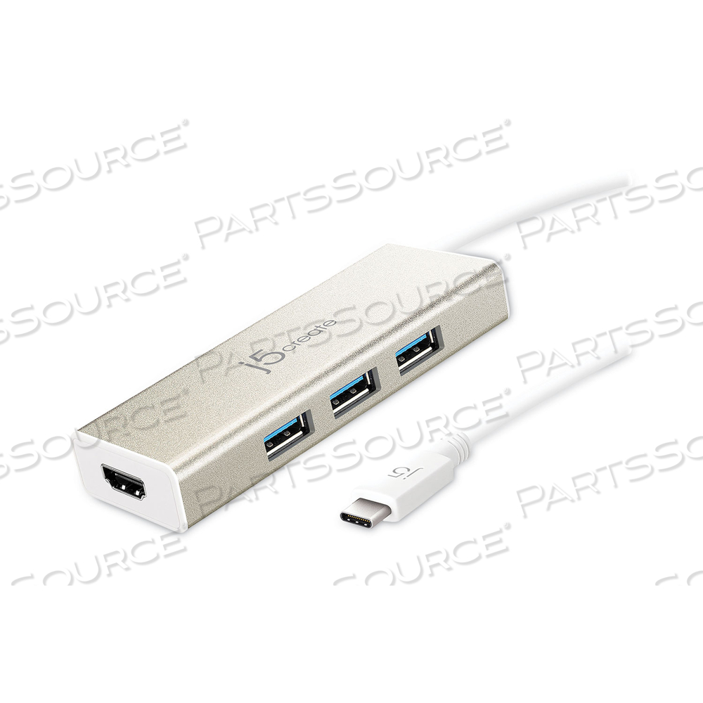 USB-C HUB AND 4K HDMI, 3 PORTS, SILVER by j5create