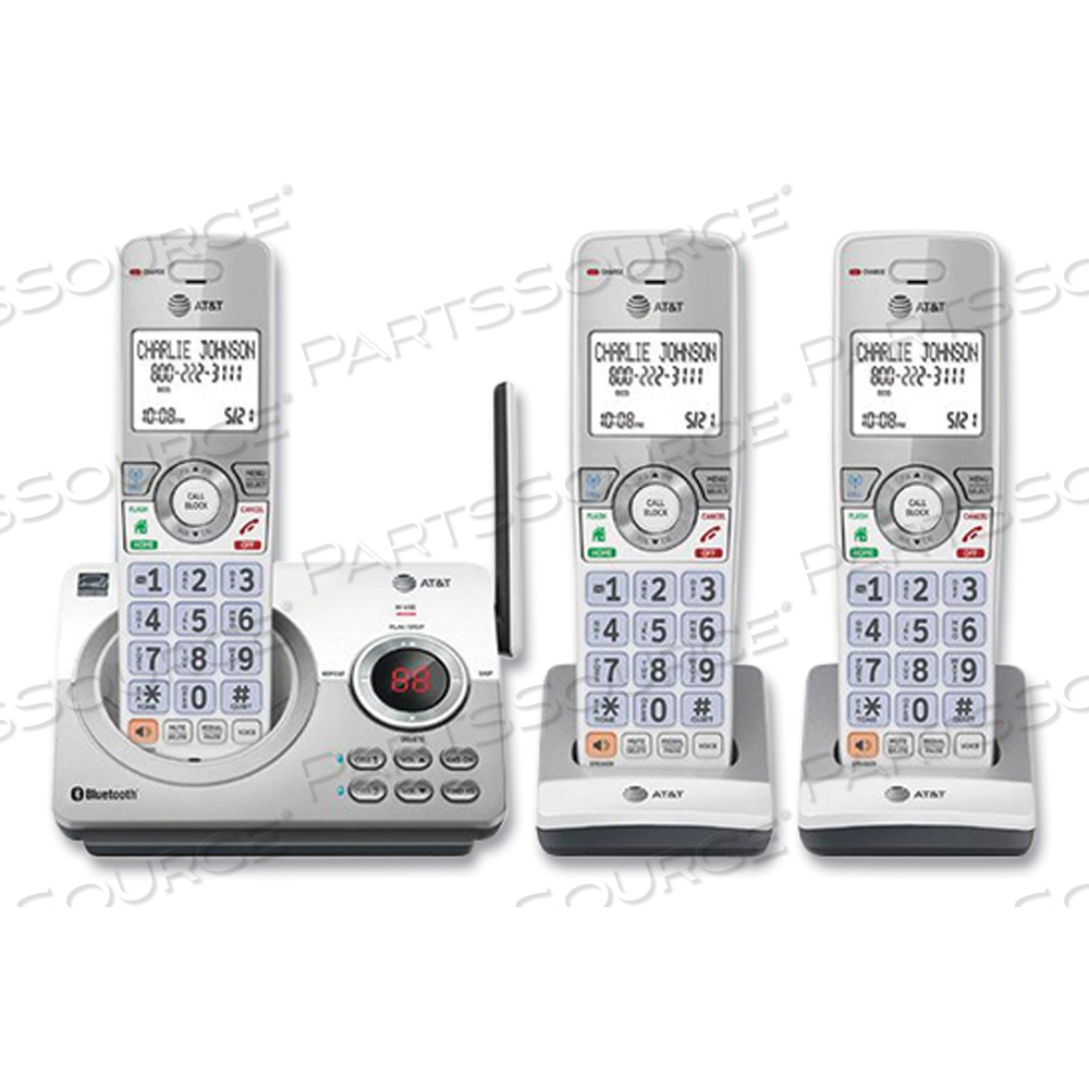 CONNECT TO CELL DL72310 CORDLESS TELEPHONE, BASE AND 2 ADDITIONAL HANDSETS, WHITE/SILVER by AT&T
