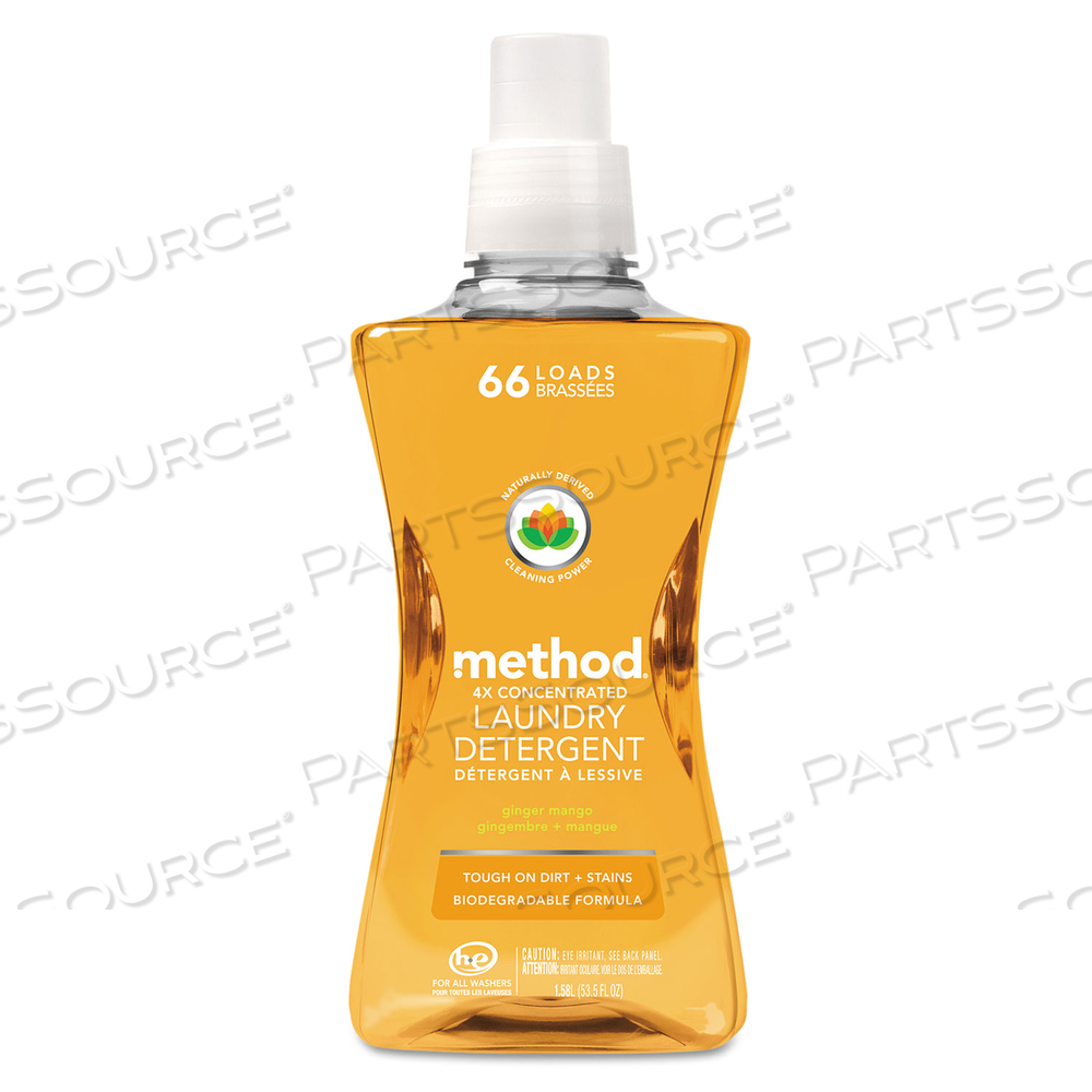 4X CONCENTRATED LAUNDRY DETERGENT, GINGER MANGO, 53.5 OZ BOTTLE by Method 4X CONCENTRATED LAUNDRY DETERGENT, GINGER MANGO, 53.5 OZ BOTTLE by Method
