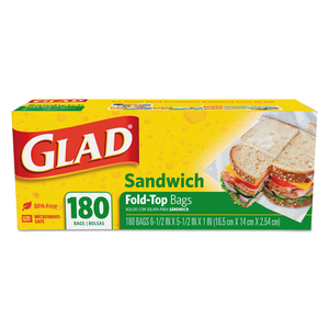 FOLD-TOP SANDWICH BAGS, 6.5" X 5.5", CLEAR by Glad FOLD-TOP SANDWICH BAGS, 6.5" X 5.5", CLEAR by Glad