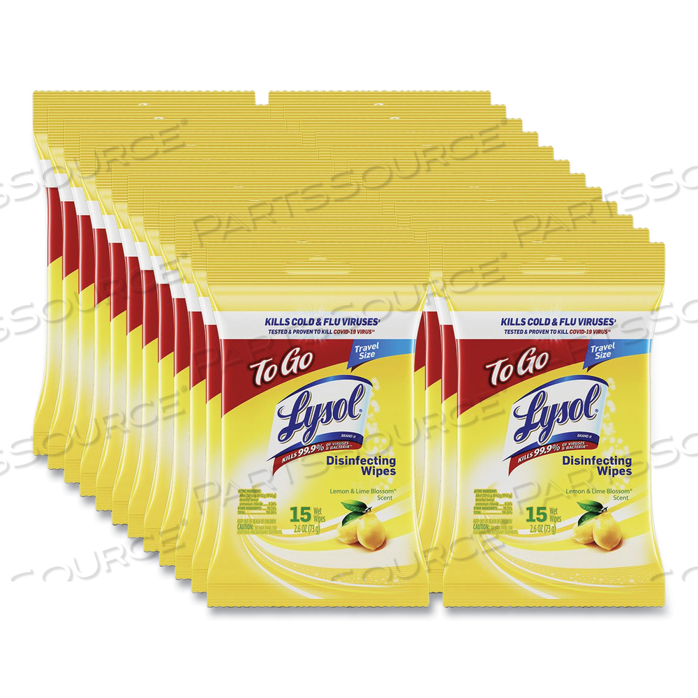DISINFECTING WIPES FLATPACKS, 1-PLY, 6.69 X 7.87, LEMON AND LIME BLOSSOM, WHITE, 15 WIPES/FLAT PACK by Lysol