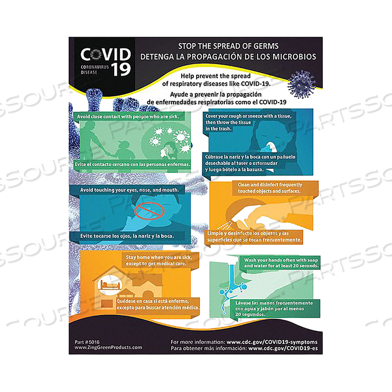 COVID-19 SAFETY POSTER 22 IN PLASTIC by ZING Green Safety Products
