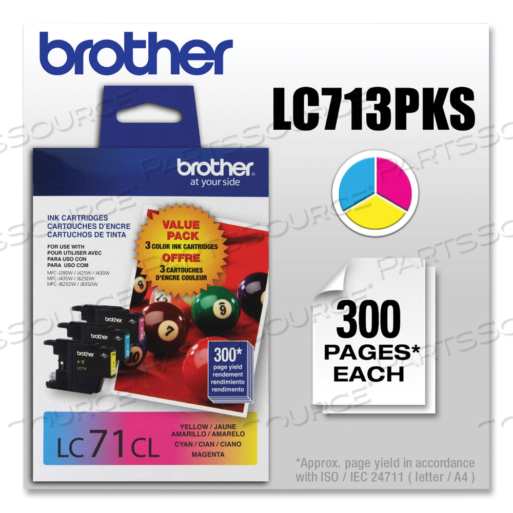 LC713PKS INNOBELLA INK, 300 PAGE-YIELD, CYAN/MAGENTA/YELLOW by Brother
