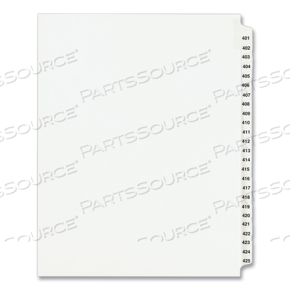 PREPRINTED LEGAL EXHIBIT SIDE TAB INDEX DIVIDERS, AVERY STYLE, 25-TAB, 401 TO 425, 11 X 8.5, WHITE, 1 SET, (1346) by Avery PREPRINTED LEGAL EXHIBIT SIDE TAB INDEX DIVIDERS, AVERY STYLE, 25-TAB, 401 TO 425, 11 X 8.5, WHITE, 1 SET, (1346) by Avery
