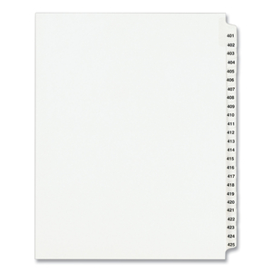 PREPRINTED LEGAL EXHIBIT SIDE TAB INDEX DIVIDERS, AVERY STYLE, 25-TAB, 401 TO 425, 11 X 8.5, WHITE, 1 SET, (1346) by Avery PREPRINTED LEGAL EXHIBIT SIDE TAB INDEX DIVIDERS, AVERY STYLE, 25-TAB, 401 TO 425, 11 X 8.5, WHITE, 1 SET, (1346) by Avery