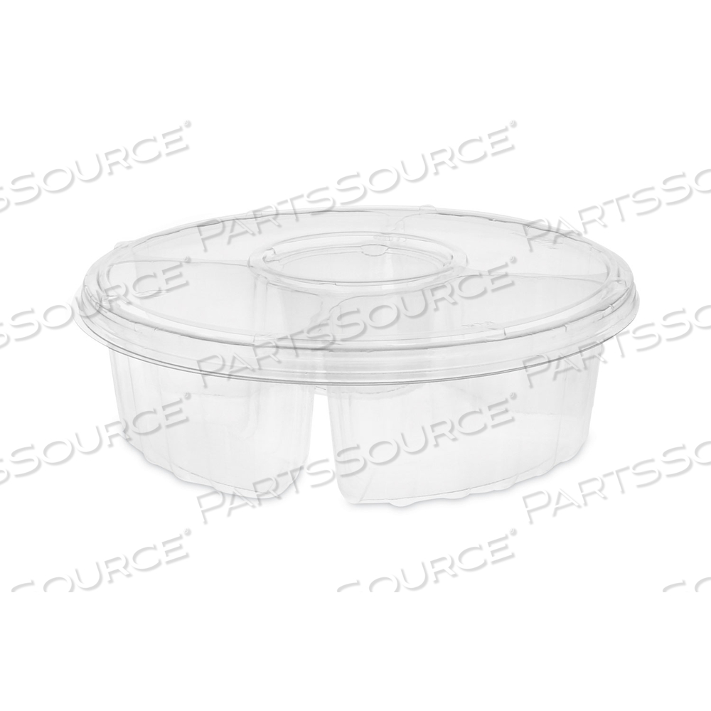 DIP CUP PLATTER, 4-COMPARTMENT, 64 OZ, 10" DIAMETER, CLEAR, PLASTIC by Pactiv