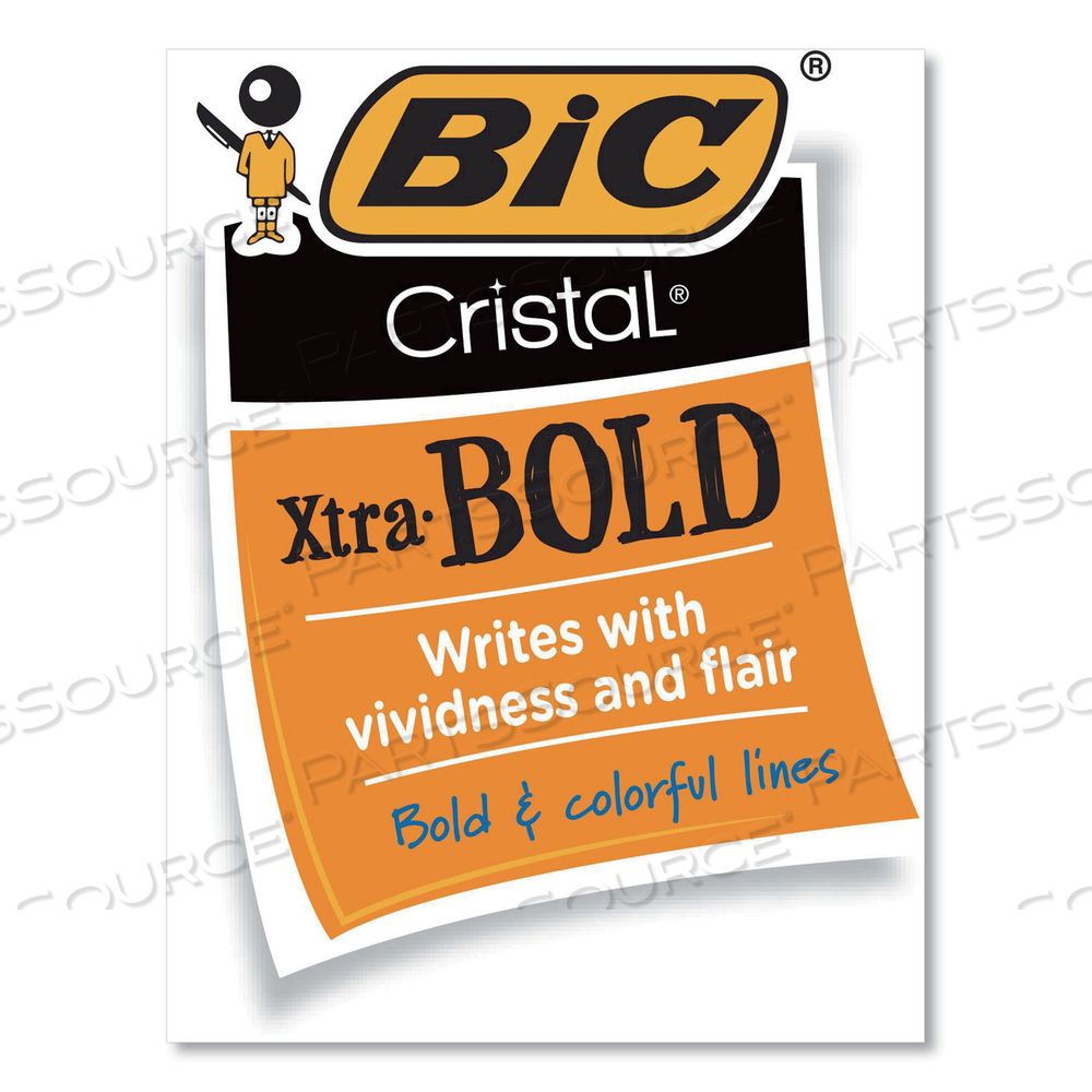 CRISTAL XTRA BOLD BALLPOINT PEN, STICK, BOLD 1.6 MM, BLUE INK, CLEAR BARREL by BIC
