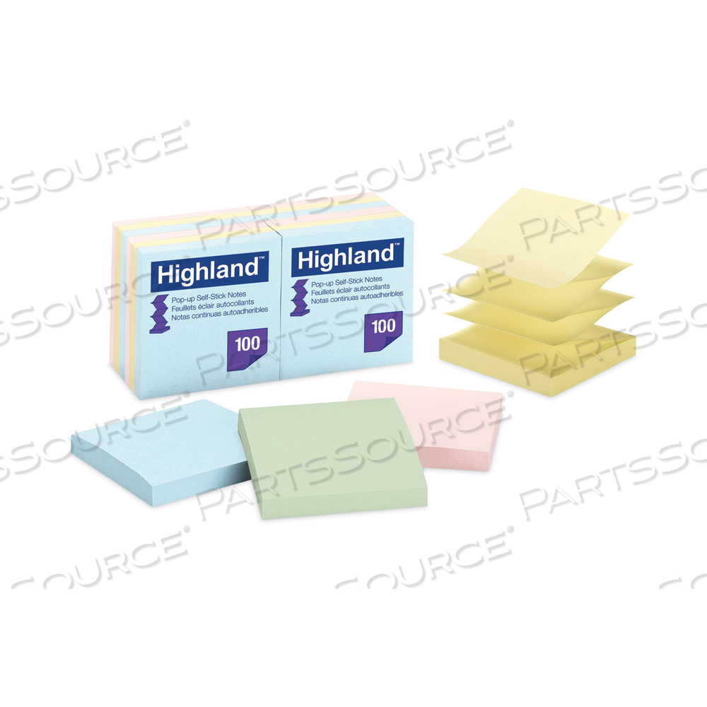 SELF-STICK ACCORDION-STYLE NOTES, 3" X 3", ASSORTED PASTEL COLORS/PAD 