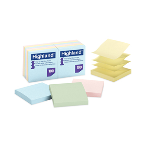 SELF-STICK ACCORDION-STYLE NOTES, 3" X 3", ASSORTED PASTEL COLORS/PAD by Highland