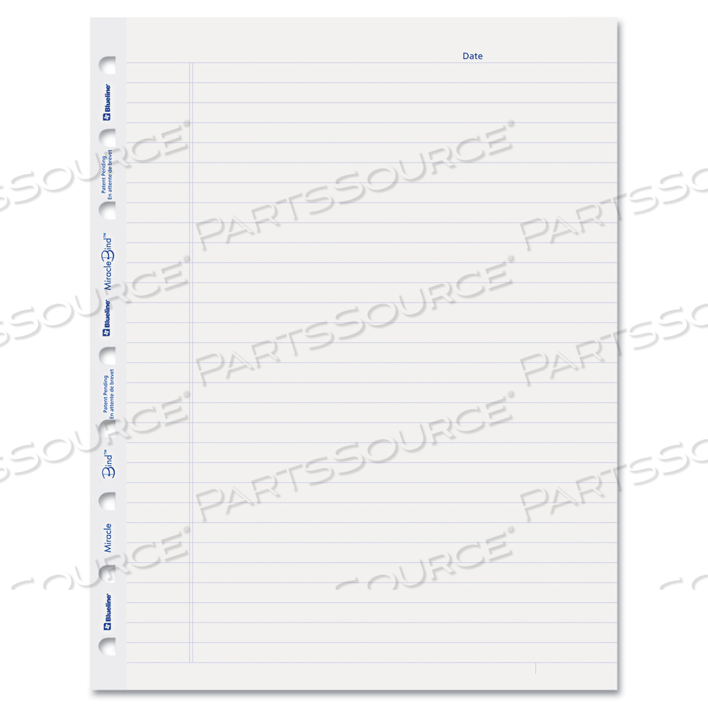 MIRACLEBIND RULED PAPER REFILL SHEETS FOR ALL MIRACLEBIND NOTEBOOKS AND PLANNERS, 9.25 X 7.25, WHITE/BLUE SHEETS, UNDATED by Blueline