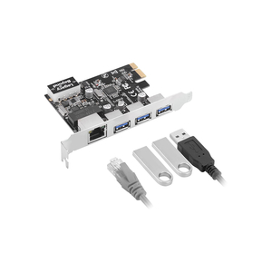 SIIG USB 3.0 3-PORT HUB WITH LAN PCIE HOST CARD, NETWORK / USB ADAPTER, PCIE 2.0, GIGABIT ETHERNET + USB 3.0 X 3 by SIIG, Inc.