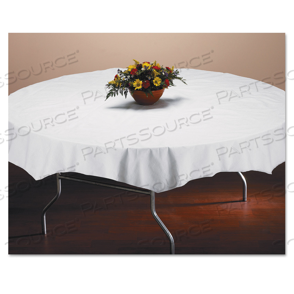 TISSUE/POLY TABLECOVERS, 82" DIAMETER, WHITE by Hoffmaster