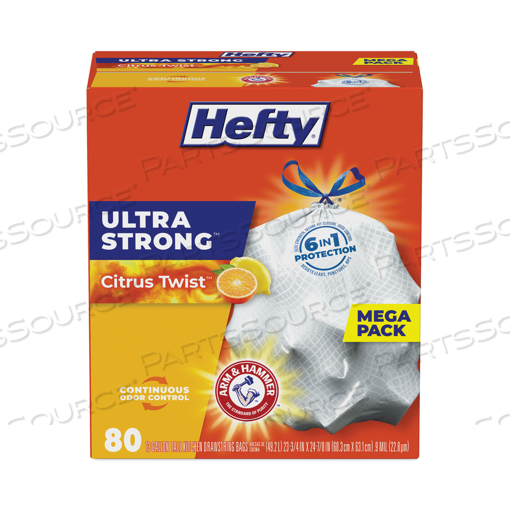 ULTRA STRONG SCENTED TALL WHITE KITCHEN BAGS, 13 GAL, 0.9 MIL, 23.75" X 24.88", WHITE 