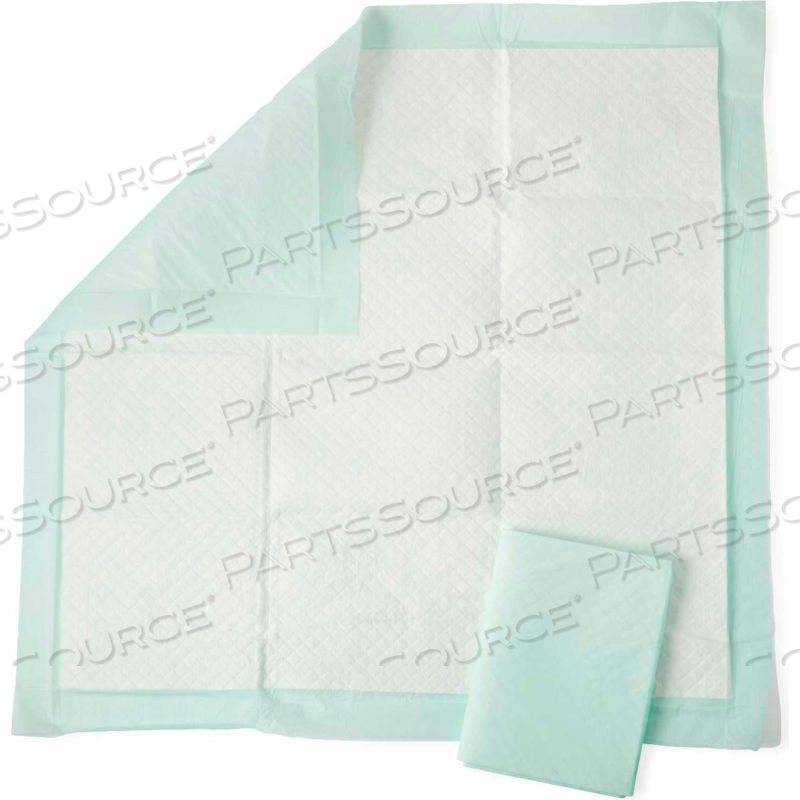 DELUXE DISPOSABLE FLUFF AND POLYMER UNDERPADS, 36" X 36", GREEN, 50/CASE by Medline Industries, Inc.