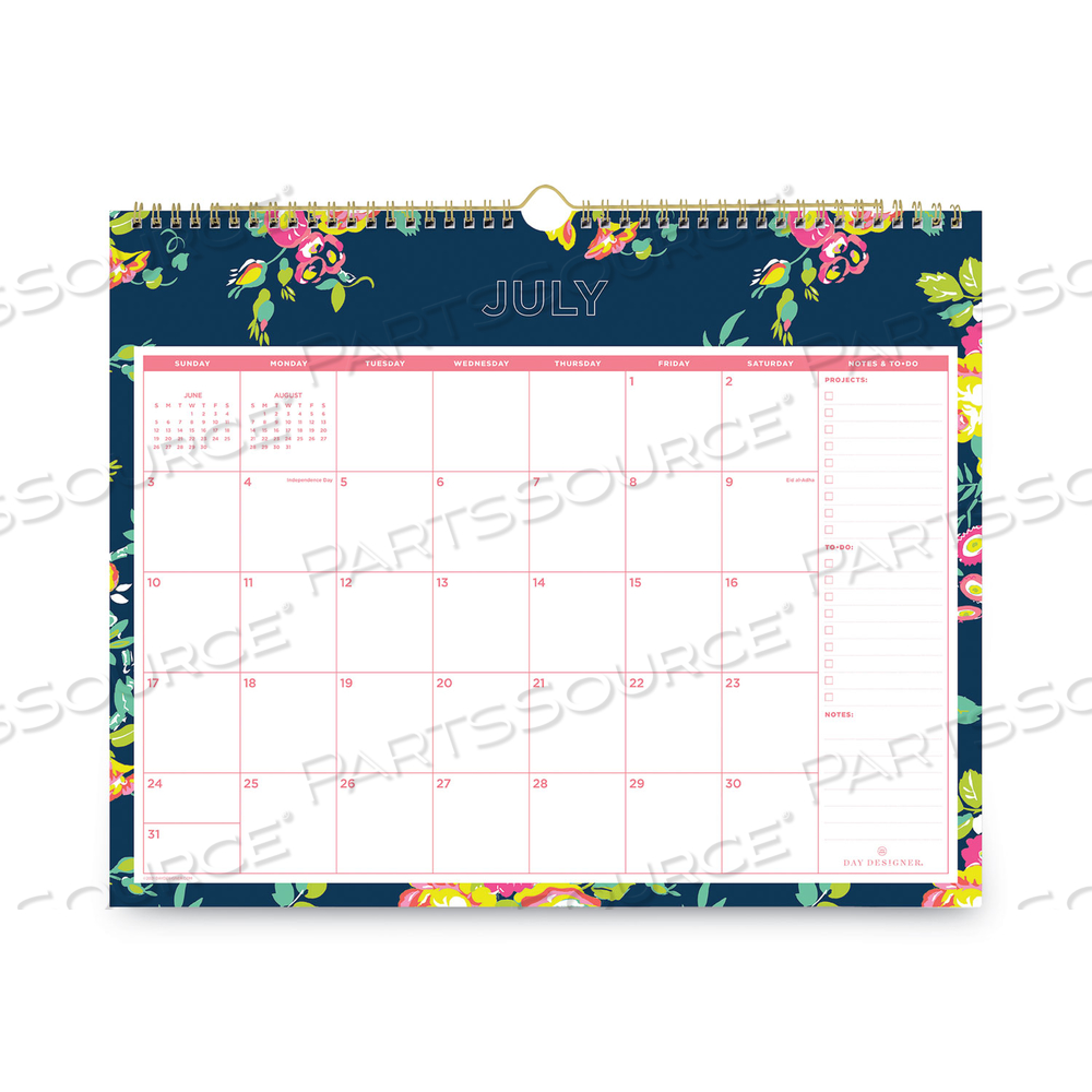 DAY DESIGNER PEYTON ACADEMIC WALL CALENDAR, FLORAL ARTWORK, 15 X 12, WHITE/NAVY SHEETS, 12-MONTH (JULY-JUNE): 2022-2023 by Blue Sky