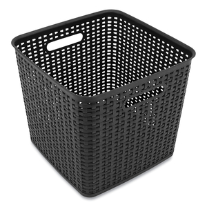 PLASTIC WEAVE BIN, EXTRA LARGE, 12.6" X 11.1" X 16.6", BLACK by Advantus