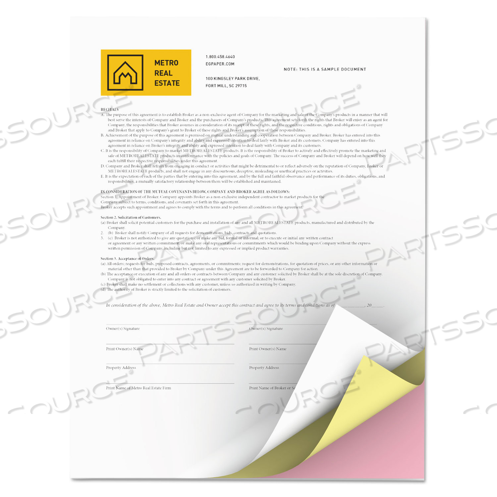 REVOLUTION CARBONLESS 3-PART PAPER, 8.5 X 11, CANARY/PINK/WHITE by Xerox