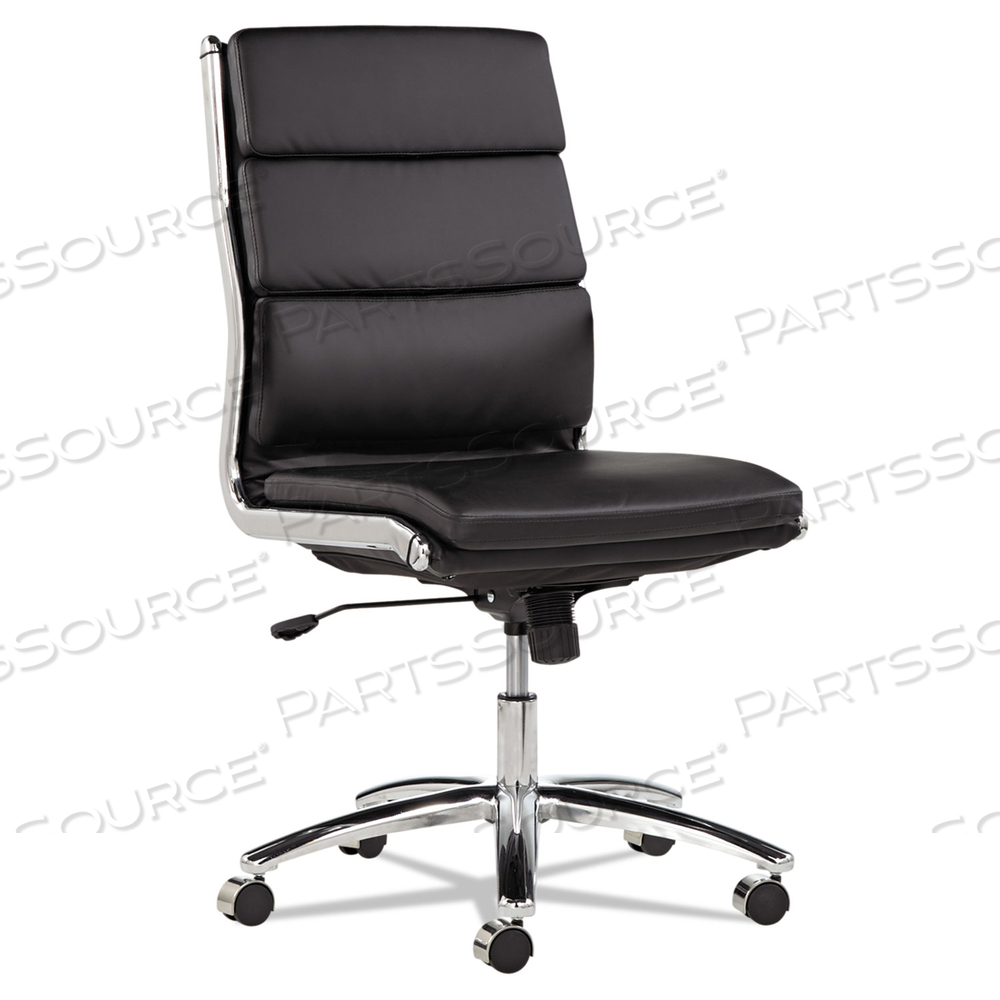 ALERA NERATOLI MID-BACK SLIM PROFILE CHAIR, FAUX LEATHER, SUPPORTS UP TO 275 LB, BLACK SEAT/BACK, CHROME BASE by Alera