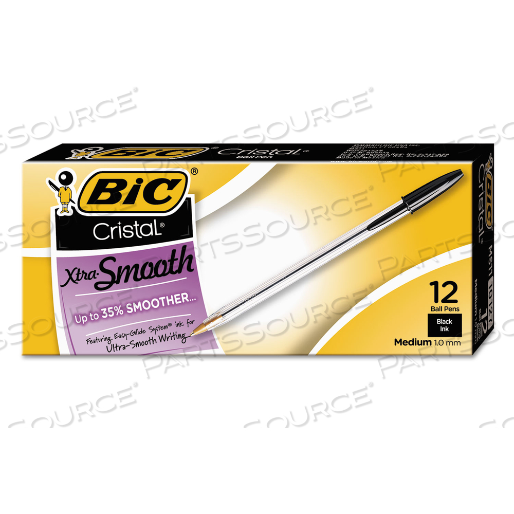 CRISTAL XTRA SMOOTH BALLPOINT PEN, STICK, MEDIUM 1 MM, BLACK INK, CLEAR BARREL by BIC CRISTAL XTRA SMOOTH BALLPOINT PEN, STICK, MEDIUM 1 MM, BLACK INK, CLEAR BARREL by BIC
