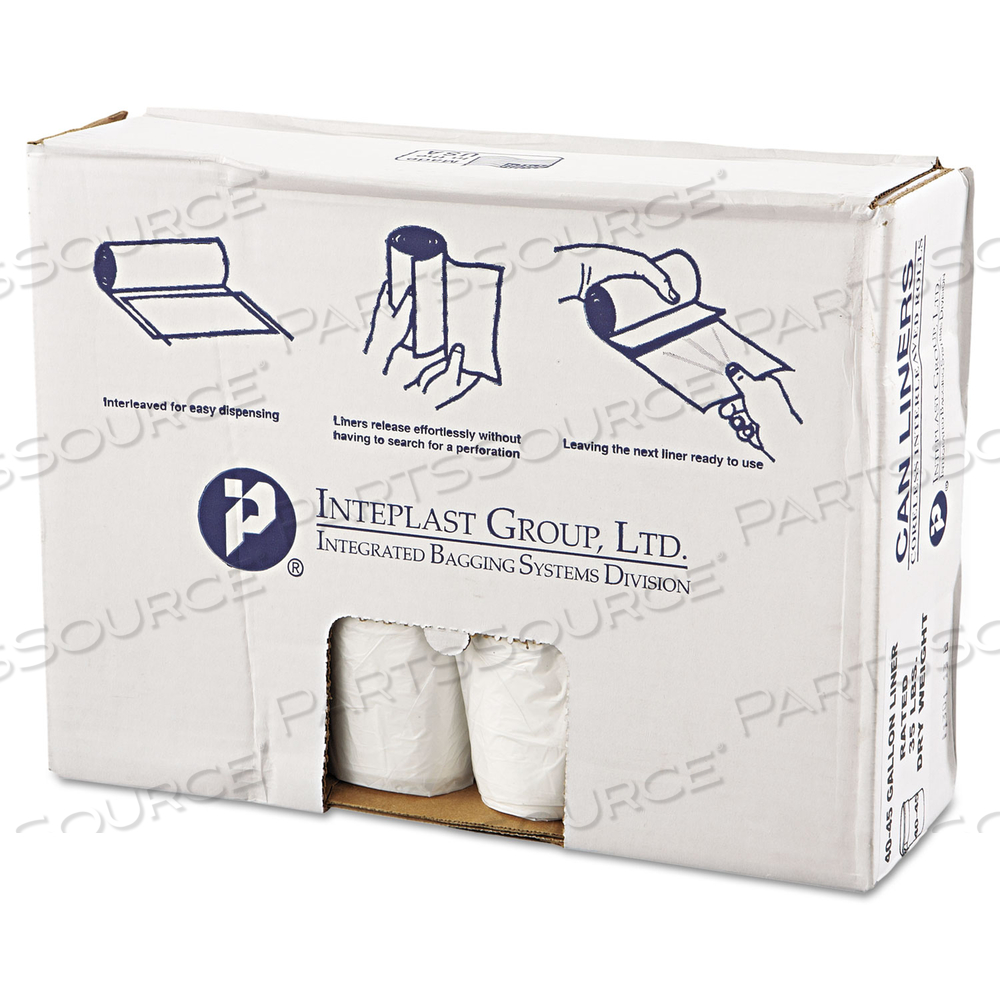 HIGH-DENSITY COMMERCIAL CAN LINERS VALUE PACK, 45 GAL, 11 MICRONS, 40" X 46", CLEAR, 25 BAGS/ROLL HIGH-DENSITY COMMERCIAL CAN LINERS VALUE PACK, 45 GAL, 11 MICRONS, 40" X 46", CLEAR, 25 BAGS/ROLL