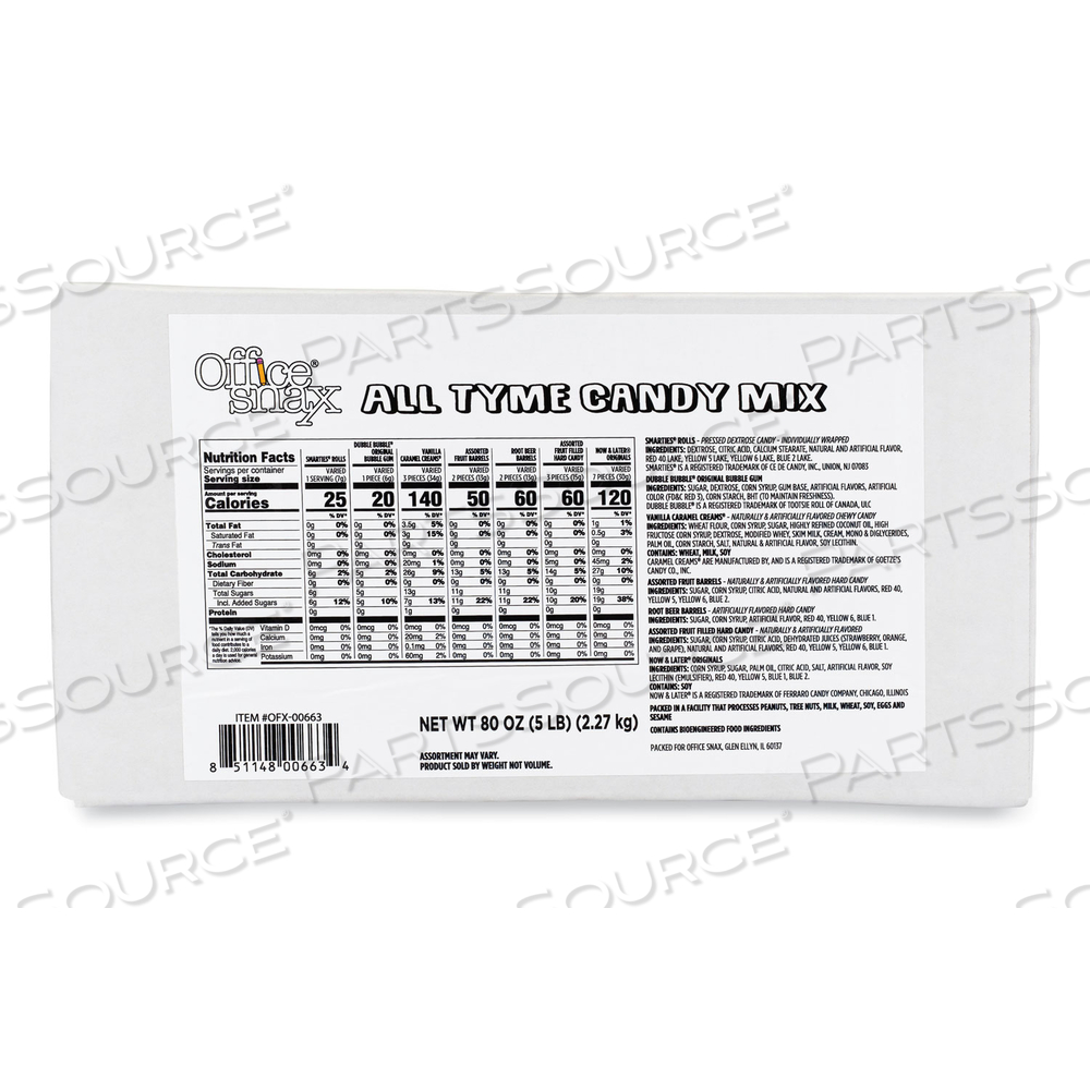 CANDY ASSORTMENTS, ALL TYME CANDY MIX, 5 LB CARTON by Office Snax