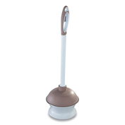 PLASTIC TOILET PLUNGER AND CADDY WITH MICROBAN, 16" PLASTIC HANDLE, 6.5" DIA, WHITE/TAUPE by Quickie PLASTIC TOILET PLUNGER AND CADDY WITH MICROBAN, 16" PLASTIC HANDLE, 6.5" DIA, WHITE/TAUPE by Quickie