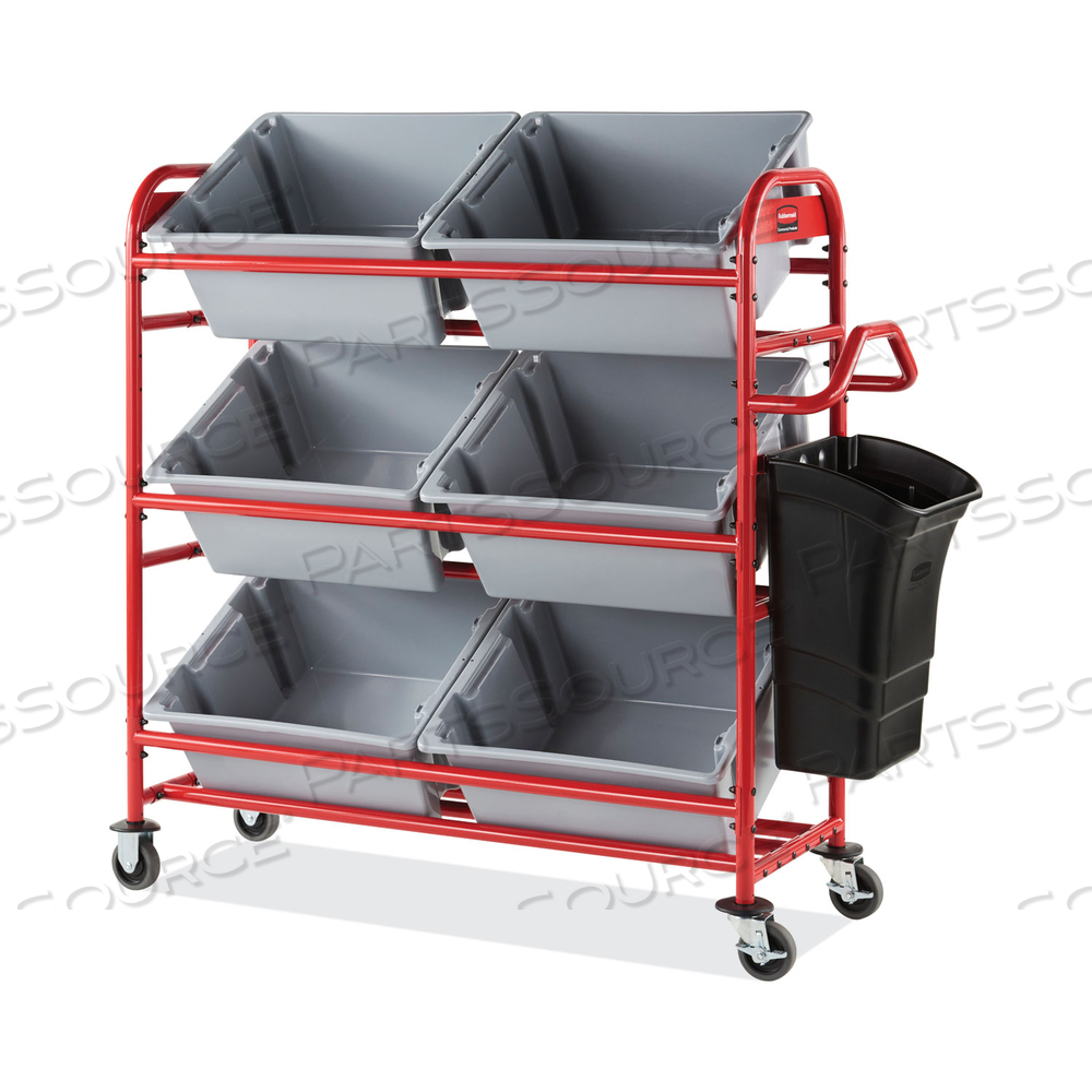TOTE PICKING CART, METAL, 3 SHELVES, 450 LB CAPACITY, 57" X 18.5" X 55", RED by Rubbermaid Medical Division
