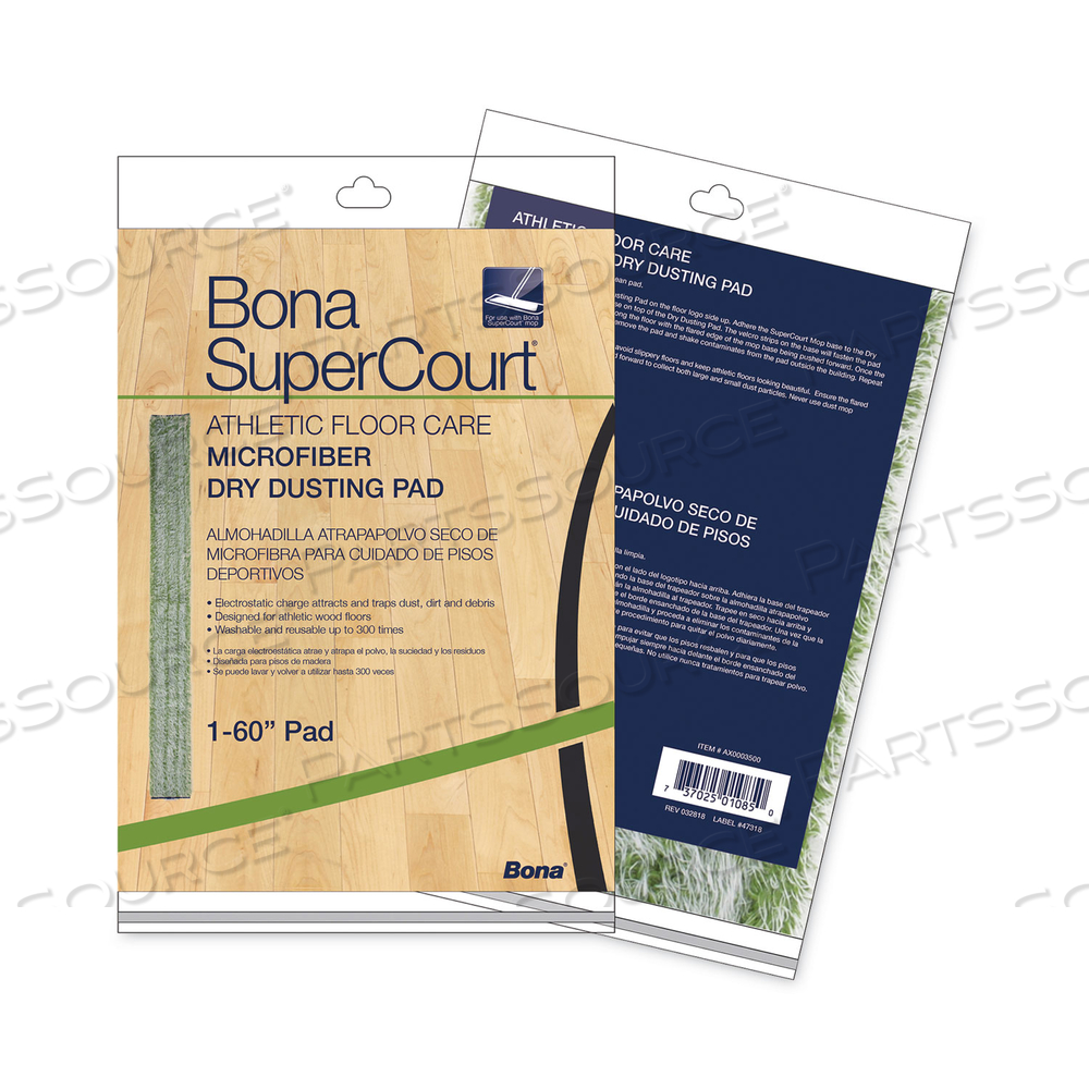 SUPERCOURT ATHLETIC FLOOR CARE MICROFIBER DUSTING PAD, 60", GREEN by Bona