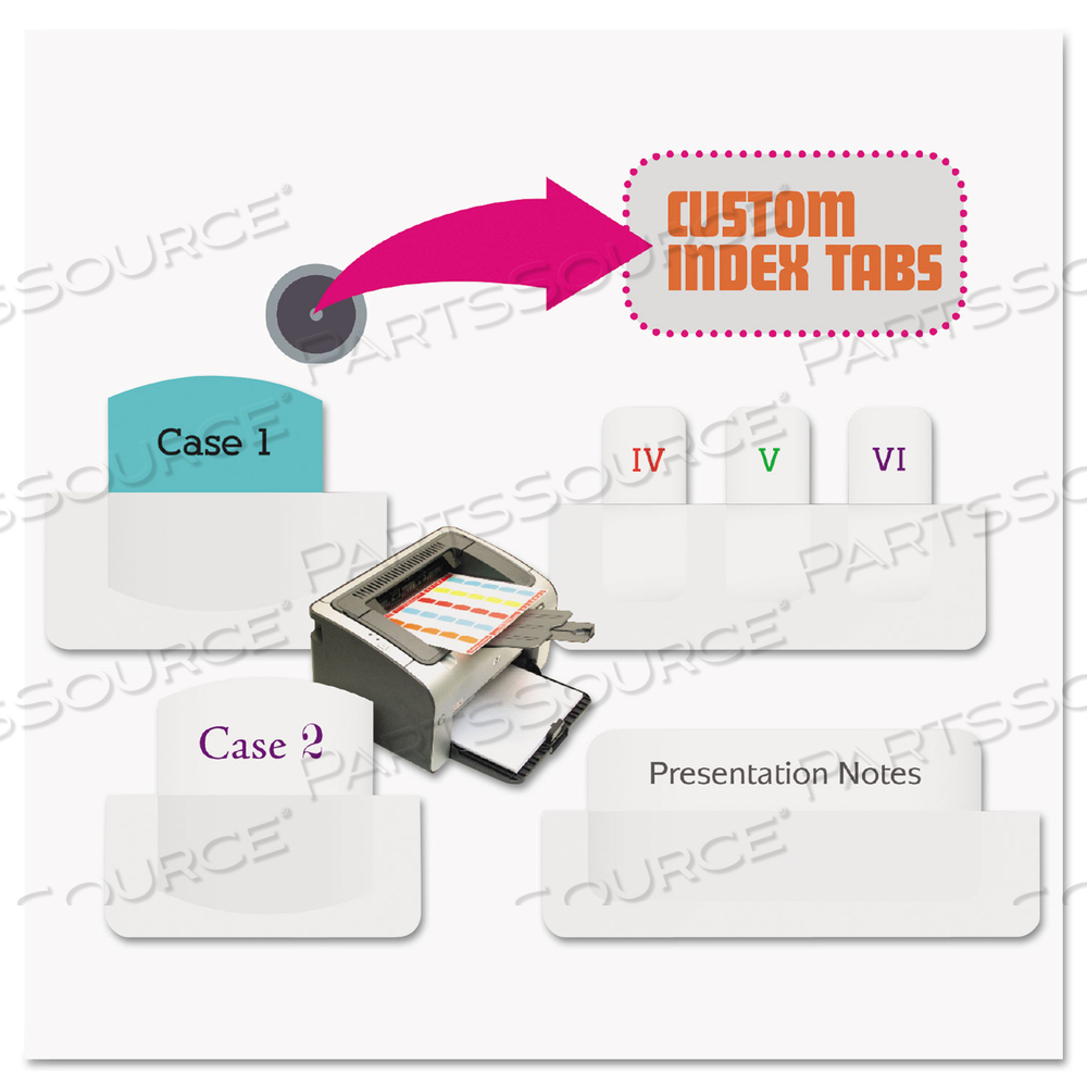 LASER PRINTABLE INDEX TABS, 1/12-CUT, WHITE, 0.44" WIDE by Redi-Tag