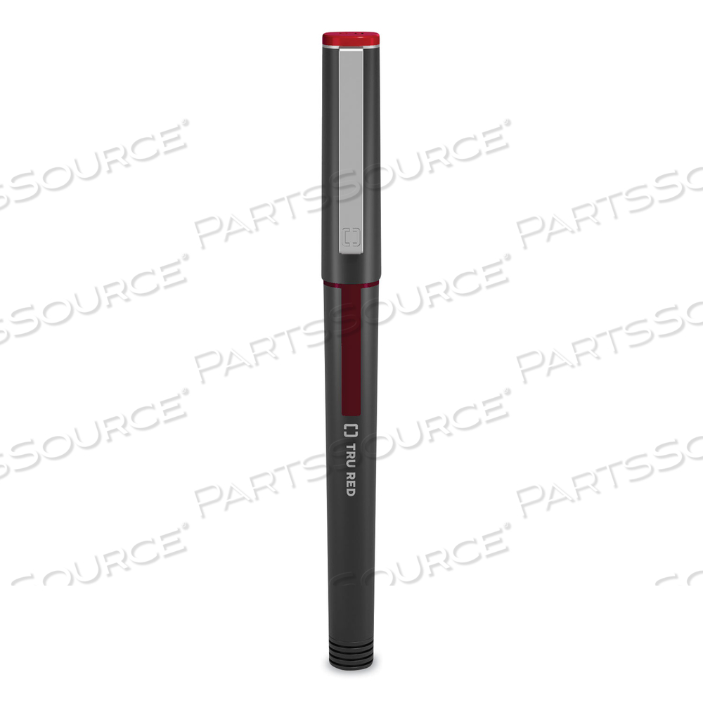 ROLLER BALL PEN, STICK, FINE 0.5 MM, RED INK, BLACK BARREL by TRU RED