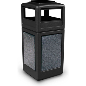 42 GALLON STONETEC SQUARE RECEPTACLE WITH ASHTRAY LID - BLACK W/PEPPERSTONE PANELS by Dci Marketing 42 GALLON STONETEC SQUARE RECEPTACLE WITH ASHTRAY LID - BLACK W/PEPPERSTONE PANELS by Dci Marketing